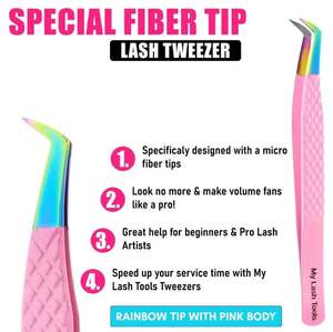 Pinzas de extensión de pestañas de alta calidad puntiagudas profesionales, bolsa de PVC de Color arcoíris de acero inoxidable, embalaje de etiqueta privada - Product Image 2