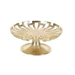 Soporte de pastel martillado de oro de lujo con pedestal acabado dorado reflectante y base cilíndrica para exhibición de postres - Product Image 3