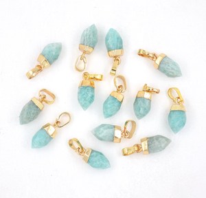 Nature Amazonite pierre point pendentif avec or plaqué bords pierre charme pour collier boucle d'oreille Fine Jewelry Pendentifs & Char - Product Image 4