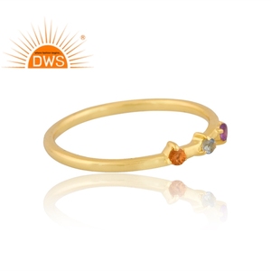 Diseño hecho a mano 925 Plata 18K chapado en oro Natural Multi anillo de piedras preciosas joyería personalizada para mujer regalo para ella - Product Image 4
