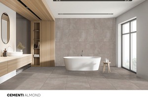 Aspect béton Résistance à l'eau Carreaux en porcelaine Cementi Amande Finition mate 600x1200mm Carreaux Pour usage intérieur et extérieur - Product Image 3