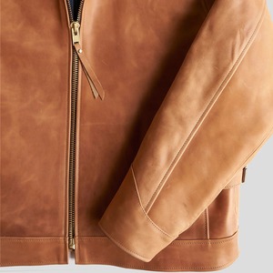 Veste d'hiver en cuir de mouton brun pour homme, style vintage, fermeture éclair, col montant, coupe classique - Product Image 5