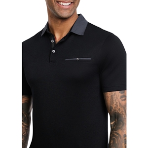 Polo en coton personnalisé de qualité supérieure pour homme, décontracté, uni, à manches courtes, coupe ajustée, noir - Product Image 4