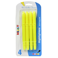 Pena Highlighter Fluorescent Kuning 4 Buah, Tinta Tahan Lama, Pena Marker Saku untuk Perlengkapan Alat Tulis Sekolah & Kantor, Laris Terjual
