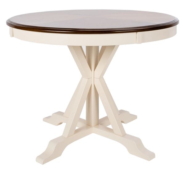 White and Natural wood Table dia 100 cm