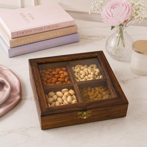 กล่องใส่เครื่องเทศไม้ KHATI HOUSE SpiceVault รุ่นพรีเมียม งานแฮนด์เมด 4 ช่อง พร้อมฝาแก้ว - Product Image 1