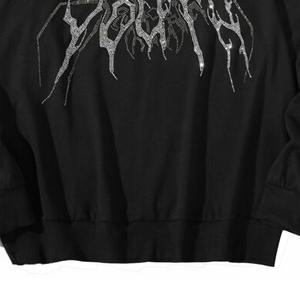 Sweat à capuche en coton mélangé avec strass Streetwear Vêtements d'automne et d'hiver Pull à capuche imprimé avec logo brillant avec strass - Product Image 6