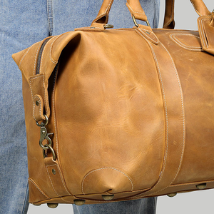 Sac polochon d'affaires en cuir souple de nuit pour hommes noirs sacs de voyage en cuir véritable - Product Image 4