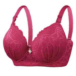 Fourniture directe d'usine haut de gamme sans fil Jacquard été respirant tricoté coupe mince bretelles ajustées soutien-gorge en dentelle latérale - Product Image 6