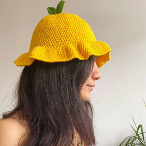 Wholesale Handmade Cute Crochet Bucket <b>Hat</b> Lemon Shape <b>Summer</b> Suitable for Festival Beach Travel - Product Image 2