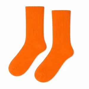 Customizable Logo Plain <b>Orange</b> Sports <b>Socks</b> for Men Women Long Athlete Style Digital Anti-Bacterial Sublimation for Autumn - Product Image 1