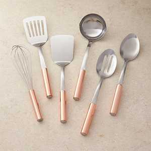 <b>Copper</b> Cooking Utensils Set Long Handle <b>Copper</b> Spatula Ladle Skimmer Spoon Set Rustic <b>Copper</b> Kitchen <b>Accessories</b> For <b>Home</b> - Product Image 5