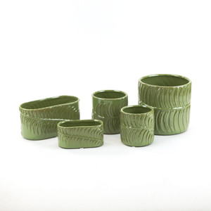 CYC2304GL - Small Green Fern Cylinder <b>Vase</b> - 4 D x 4.25 H - Product Image 5