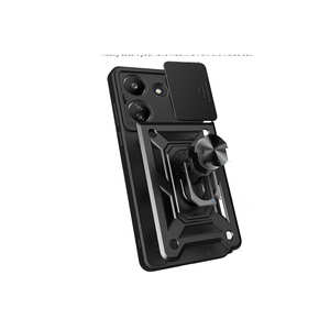 Coque en silicone bleue Netzy Poco C65 avec support magnétique, protection de l'appareil photo et fonction coulissante, modèle 5G, finition givrée - Product Image 3