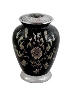 Urna de cremación de aluminio grabada en plata para cenizas humanas para adultos-Urna de almacenamiento de cenizas conmemorativas funerarias hechas a mano-Bolsa incluida - Product Image 2