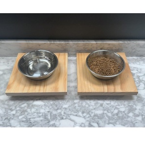 Modern Wooden Pet Feeding Station with Stainless <b>Steel</b> <b>Bowls</b> - Product Image 3