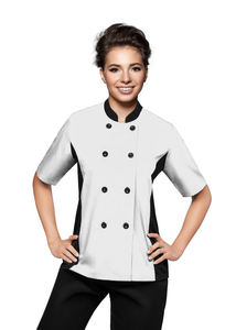 Professional Women's Short Sleeve Culinary Chef Coat with Mesh Vents for <b>Hotel</b> Catering Restaurant Bar Services - Product Image 5