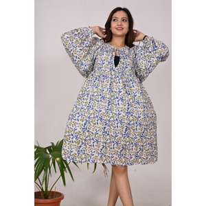 Boho Style Cotton <b>Short</b> <b>Dress</b> Indian Handmade Designer Outfit for Women <b>Summer</b> Party Wear <b>Dress</b> or Stylish Ethnic Top - Product Image 1