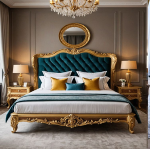 Modern minimalist bed with a sleek walnut finish and curved <b>headboard</b>. Style available at wholesale prices. - Product Image 5