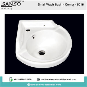 India Origin Top Most Selling 100% Ceramic Material 9L Capacity White Ceramic Corner Round Wall Hung Wash Basin <b>Sink</b> - Product Image 2