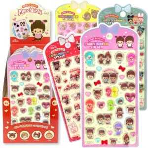 Autocollants 3D en époxy Monchhichi Candy Bonbon, autocollants décoratifs imperméables de style kawaii pour journal, étui de téléphone - Product Image 1