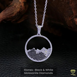Pendentif Mountain Range en argent sterling 925 avec breloque VVS Moissanite Iced Out Nature pour alpinistes randonneurs unisexe - Product Image 2