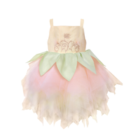 Fée Style Main Perles Paillettes Et Pétales Machine Broderie Bébé Fille Robe Rose Sans Manches Pour Enfant-Robe De Fée