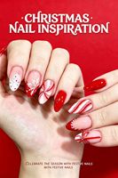 HYC-YY-1082 2026 Faux ongles à presser réutilisables à couverture complète, motif flocon de neige et ruban français rouge de Noël, 24 pièces