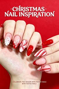 HYC-YY-1082 2026 Faux ongles à presser réutilisables à couverture complète, motif flocon de neige et ruban français rouge de Noël, 24 pièces - Product Image 2