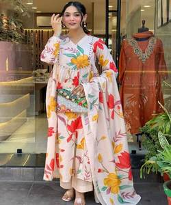 Nuevo diseñador Salwar Kameez-Fusión de tradicional y moderno Creando una moda elegante y elegante Conjunto púrpura Parte inferior superior Dupatta - Product Image 3