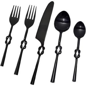 ชุดเครื่องใช้บนโต๊ะอาหาร4ชิ้นทำจากสแตนเลสชุดเครื่องใช้บนโต๊ะอาหารสีดำเคลือบสีดำเหมาะสำหรับวางบนโต๊ะในห้องครัวใช้ในบ้านโรงแรม - Product Image 2