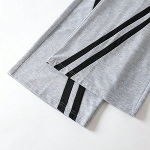 Pantalons de survêtement décontractés pour hommes en gros 2025, jambe large, 100% polyester, taille mi-haute, fermeture éclair, devant plat, service OEM, gris - Product Image 5