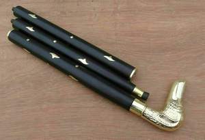 Bastón de caminar de estilo Vintage náutico antiguo con perilla de perro con incrustaciones de latón de primera calidad - Product Image 4