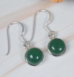 Green <b>Onyx</b> 925 Sterling Silver Gemstone <b>Earring</b> Elegant <b>Earring</b> Handmade Jewelry Round Shape <b>Earring</b> Gift for Christmas - Product Image 3
