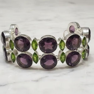 handcrafted Purple Station Station <b>Bracelet</b> In Sterling German Silver Natural Gemstone <b>Bracelet</b> jewelry Beautiful Women - Product Image 1