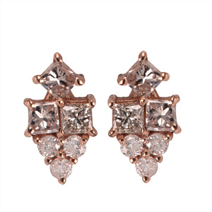 Boucles d'oreilles en or rose massif 14 carats avec diamants naturels Boucles d'oreilles en or de créateur pour un usage quotidien Meilleur cadeau Fabricant de gros de bijoux fins - Product Image 6
