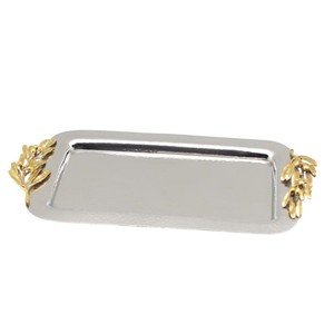 ถาดเสิร์ฟโลหะรูปวงรีสุดหรู พร้อมลวดลายใบไม้ ตกแต่งโรงแรม ถาดจัดเลี้ยง ตกแต่งโต๊ะ สำหรับโอกาสพิเศษ ราคาถูกที่สุด - Product Image 3