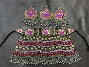 Boucles d'oreilles ethniques afghanes bohèmes pour femmes, couleur or, style bohème, or indien, ensembles de colliers afghans, bijoux culturels pashtun pour femmes - Product Image 4