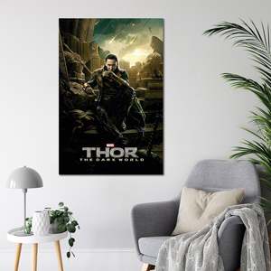 Affiche murale de style moderne Thor 2 : Le Monde Obscur avec Loki, cadre noir, en papier - Product Image 2