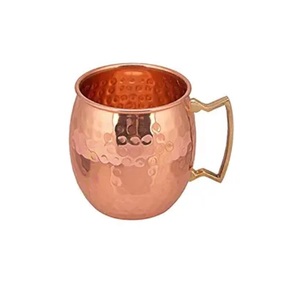 Tasse en cuivre avec poignée en laiton de conception de pouce fini brillant lisse pour boisson froide bière vin boire utilisation Bar hôtel décor à la maison - Product Image 6