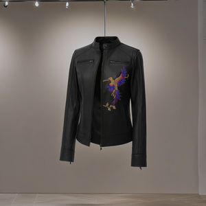 OEM personalizado chaquetas de cuero al por mayor fabricante genuino de cuero de vaca de lona chaquetas de motociclista logotipo frontal hombres mujeres de moda - Product Image 1