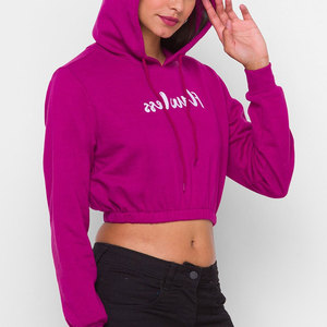 2025 otoño mujer sólido sudaderas con capucha de manga larga de longitud corta pulóver Sudadera con capucha mujer Crop Top Sudadera con capucha - Product Image 5