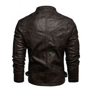 Kivotech-Chaqueta de piel auténtica Premium para hombre con cuello levantado y diseño de cremallera, chaqueta de moda - Product Image 4