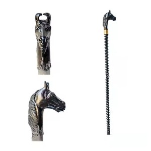 Bastón para caminar con parte superior de latón tallado vintage de artesanía HMA con poste de madera resistente - Product Image 6