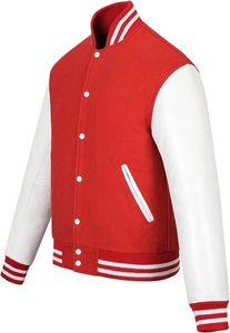 เสื้อแจ็กเก็ตทีมโรงเรียนผ้าวูลผสมกับแขนเสื้อหนัง PU ปักโลโก้ - Product Image 2