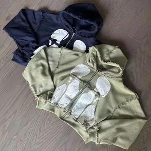 เสื้อฮู้ดกันหนาวแบบมีซิปมีฮู้ดสไตล์สตรีทแวร์ผ้าเฟรนช์เทอร์รี่วินเทจ - Product Image 1