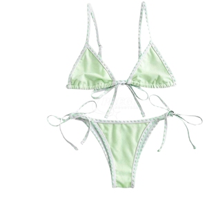 Ensemble de bikini pour femmes à col en V, vêtements de plage, vente en gros, ensemble de bikini pour femmes personnalisé, imprimé animal, tissu doux - Product Image 1