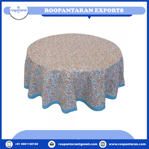 Venta al por mayor de algodón orgánico hecho a mano bloque impreso redondo mantel personalizable 150x150 Cms bien absorbente 20 láminas uso doméstico - Product Image 2