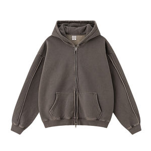 OEM Sweat à capuche de grande qualité avec double fermeture éclair et logo personnalisé Sweat à capuche zippé en coton et en polaire pour hommes - Product Image 4