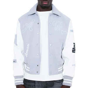 Nouveau gros veste universitaire de haute qualité hommes chenille broderie manches en cuir personnalisé Baseball Letterman veste universitaire à la mode - Product Image 2